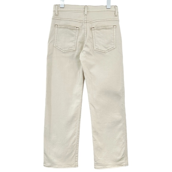 KHAITE Wendell Jean in Ivory - Cream White Brown Stitching Trim Jeans sz 25 - Picture 6 of 16